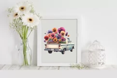 Flowers Car |T-shirt, Mug| T-shirt PNG Product Image 2