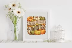 Farm Fresh Pumpkins Haloween Clipart PNG Product Image 1