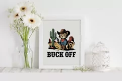 Buck Off Cowboy Cat Clipart PNG Product Image 6