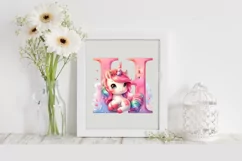 Cute Unicorn Alphabet Clipart | Unicorn Monogram Alphabet Product Image 11