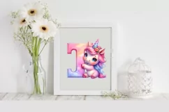 Cute Unicorn Alphabet Clipart | Unicorn Monogram Alphabet Product Image 12
