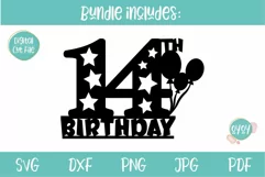 14th Birthday Cake Topper SVG decoration for girl and boy