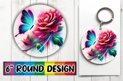 Whimsical Circle Keychain Design, Butterfly Product Image 1