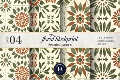 Retro Floral Block Print | Geometric Floral Pattern Product Image 1