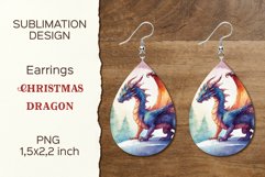 Christmas Dragon | Earring Teardrop | Sublimation Design Product Image 1