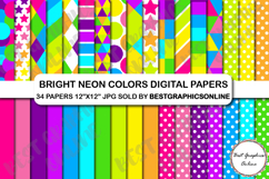 Bright Neon Colors Digital Papers Set, Polks Dots Background Product Image 1