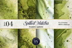 Spilled Matcha Texture, Green Abstract Liquid Digital Paper Product Image 1