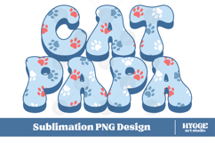 American Cat Papa 4th of July USA Paw DTF PNG Sublimation Product Image 1