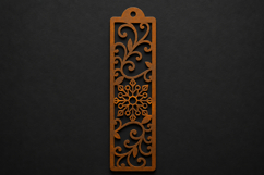 Elegant Snowflake and Floral Vine Wooden Bookmark with Decor Product Image 1