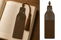 Elegant Floral Swirl Dress Wooden Bookmark with Tassel Product Image 1