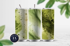 Spilled Matcha Texture, Green Abstract Liquid Digital Paper Product Image 2