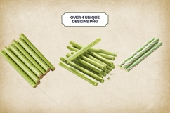 Matcha Pocky Sticks Clipart Bundle 4 PNG Product Image 2