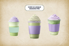Lavender Matcha Latte Clipart Bundle 4 PNG Product Image 3