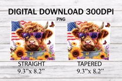 Cute Highland Cow Patriotic 20 oz Tumbler Wrap - 20 oz Wrap Product Image 2