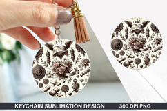 Flower Keychain Sublimation - Valentine Keychain PNG Design Product Image 1