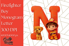 Firefighter Boy Letter N Clipart | Fireman Alphabet PNG Product Image 1
