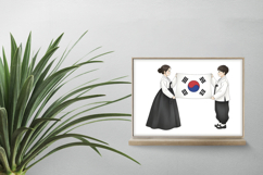 Student Pair Facing Taegeukgi Shared Pride PNG Product Image 2