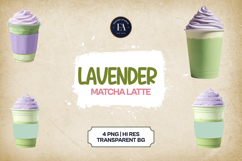 Lavender Matcha Latte Clipart Bundle 4 PNG Product Image 1
