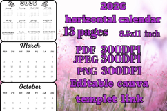 editable 2026 horizontal Calendar template Product Image 3
