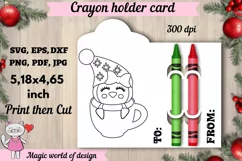 Christmas penguin in a glass Crayon Holder Card svg Product Image 1