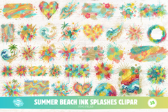 Summer Beach Ink Splashes Clipart Product Image 1