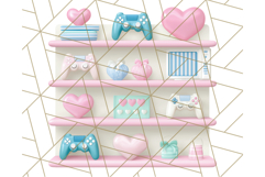 Pastel Gamer Girl Clipart PNG, Kawaii Gaming Elements Product Image 3