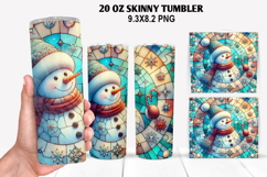 Snowman Skinny Tumbler 20oz Wrap Design, Christmas Tumbler Product Image 1