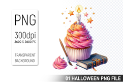 Watercolor Halloween Cupcake, Halloween Clipart PNG File Product Image 1