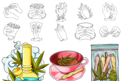 50 Cannabis Tattoo Stamp Brushes for Procreate Product Image 5