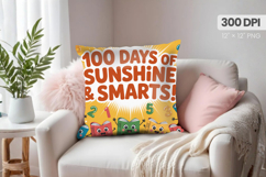100 days of school Pillow Design, Teacher PNG Sublimation Product Image 1