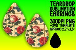 Summer Floral Delight Sublimation Teardrop Earring Design Product Image 1