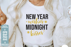 New Year Wishes Midnight Kisses SVG Cuts File, Happy New Product Image 1