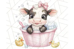 Farm Animal Babies in Bubble Bath PNG, Nursery Clipart Product Image 3