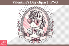 Valentines day clipart Preppy Valentine unicorn clipart PNG Product Image 1