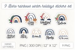 Boho rainbow winter stickers. Holidays new year sticker pack Product Image 1