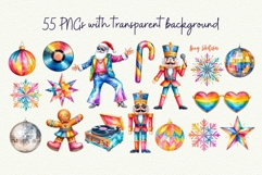 Disco Christmas Watercolor Clipart Groovy Christmas Product Image 2