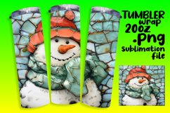 3D Snowman Stained Glass Christmas Tumbler Wrap Product Image 1