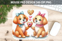 Watercolor Dog Mouse Pad Sublimation - Valentines PNG Product Image 1