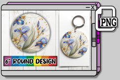 Summer Blossom Glitter Round Design Sublimation Keychain Product Image 1
