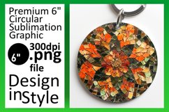Sparkly Mosaic Round Design with Floral Keychain Product Image 1