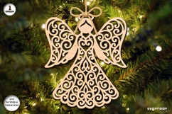 Christmas Angel Ornament Laser Cut | Glowforge | SVG Product Image 1