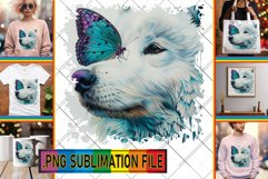 Puppy Butterfly Nose Design Sublimation Printable PNG Product Image 1