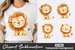 Cute Baby Lion Watercolor Clipart Sublimation PNG Product Image 1