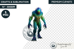 Halloween Acid Monster Clipart PNG Neon Fantasy Character Product Image 1