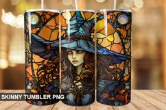 Stained Glass Halloween Witch Tumbler 20 oz Skinny Tumbler Product Image 1