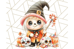 Spooky Cute Halloween Gnome PNG Clipart, Witch Ghost Bat Product Image 3