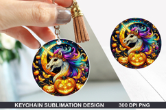 Unicorn Keychain Sublimation - Halloween Keychain PNG Design Product Image 1