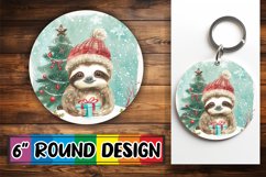 Winter Animals Round Design for Keychain Sublimation Art Product Image 1