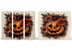 Halloween Tumbler Wrap Sublimation. Scary Pumpkin Tumbler Product Image 2