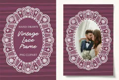 Hand-Drawn Vintage Lace Oval Frame for Wedding Designs Product Image 1